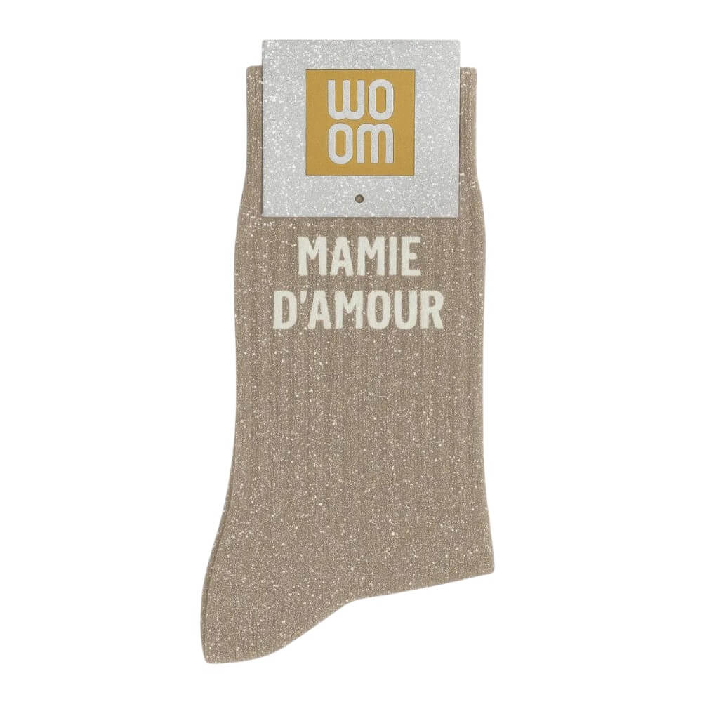 chaussettes à paillettes Mamie d'amour beige Woom