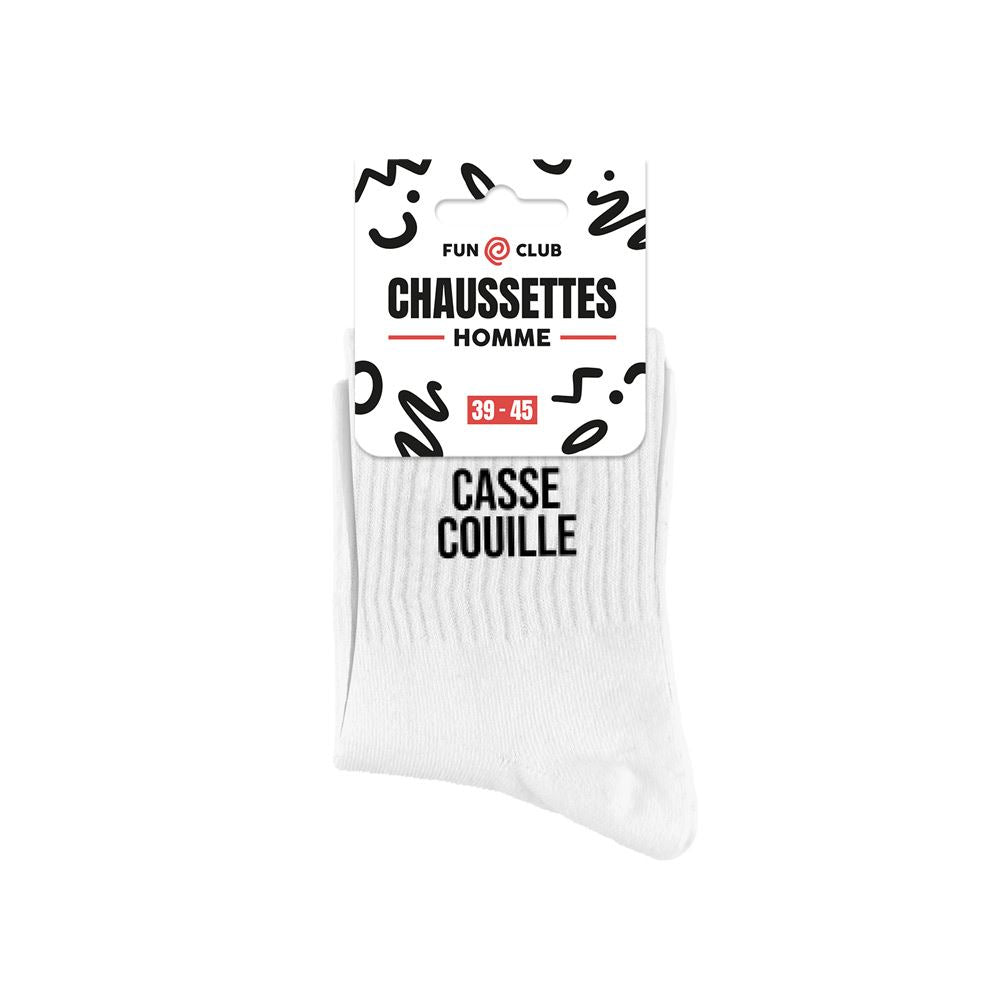 chaussettes homme casse couille blanc
