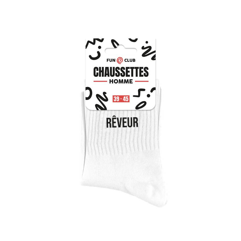 chaussettes homme rêveur blanc