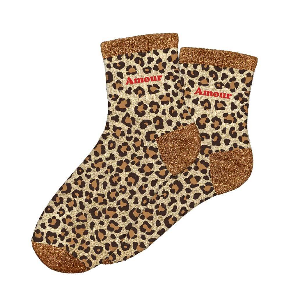 chaussettes paillettes léopard Amour