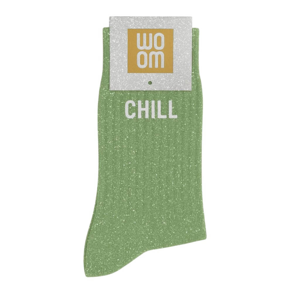 Chaussettes à paillettes Chill vert amande Woom