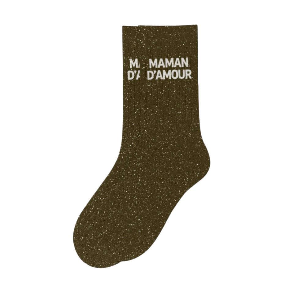 chaussettes à paillettes Maman d'amour kaki Woom
