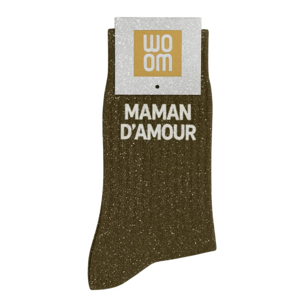 chaussettes à paillettes Maman d'amour kaki Woom