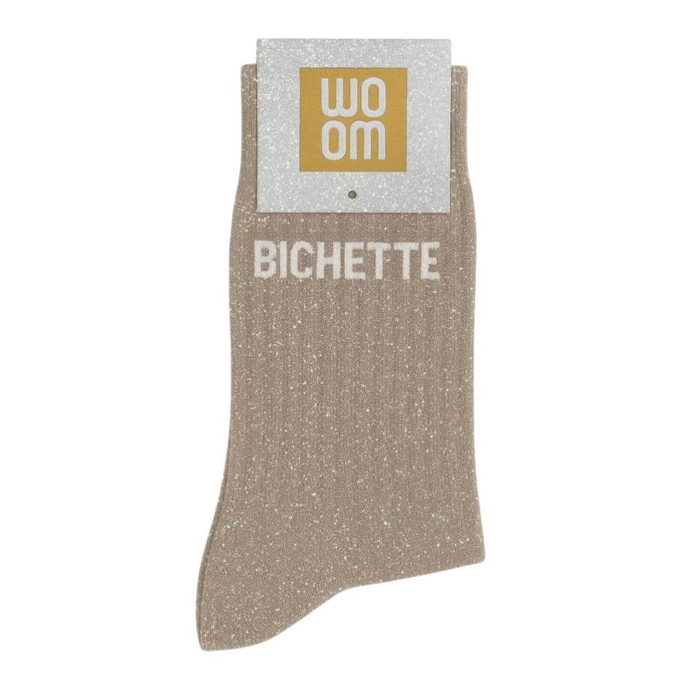 chaussettes à paillettes Bichette Beige Woom