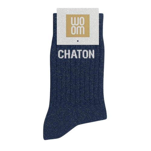 chaussettes à paillettes Chaton marine Woom