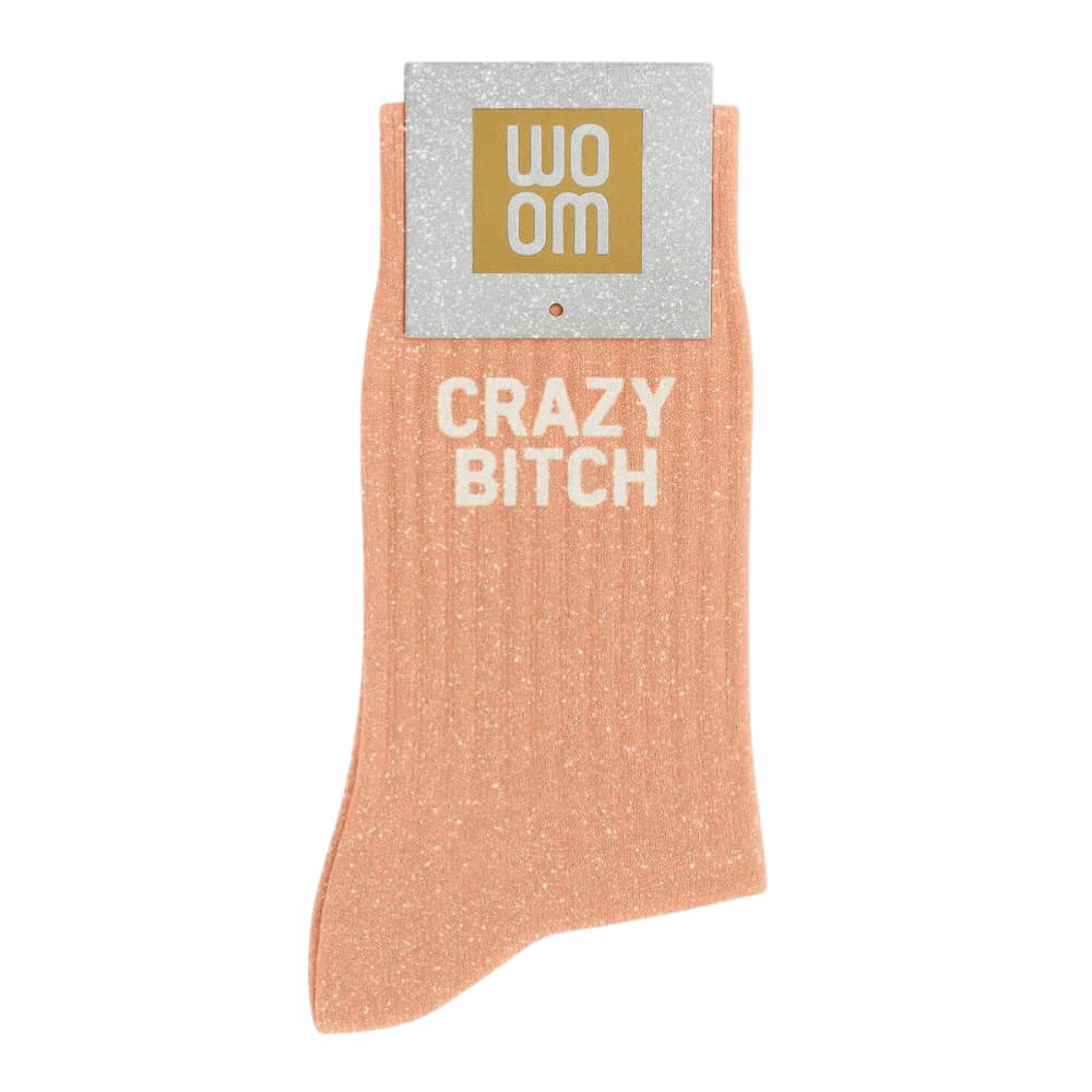 chaussettes à paillettes Crazy Bitch abricot Woom