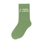 chaussettes à paillettes Maman d'amour vert Woom