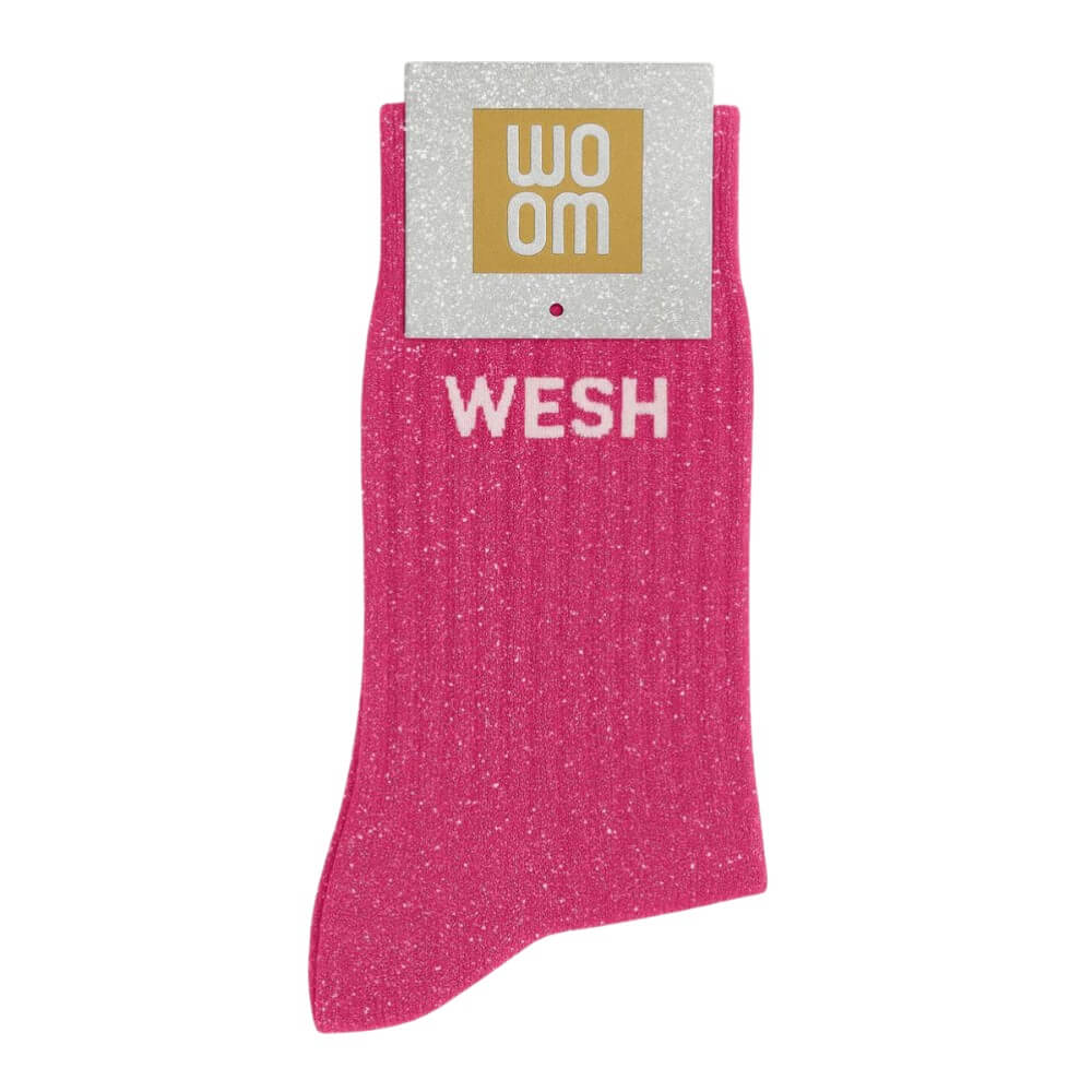 chaussettes à paillettes wesh fuschia woom