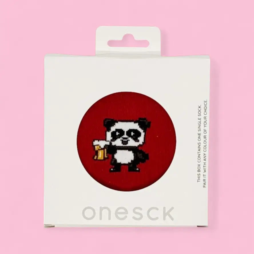 chaussettes animal panda fêtard sous carton