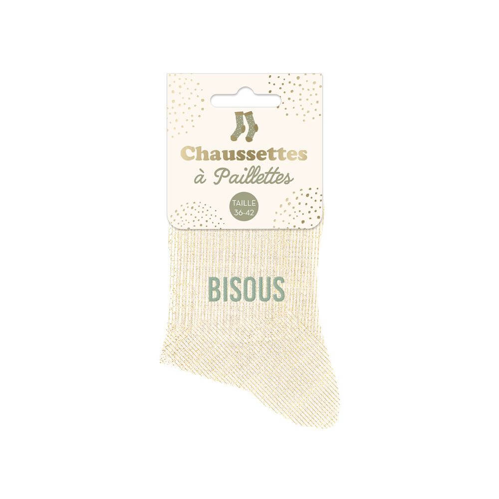 chaussettes bisous beige