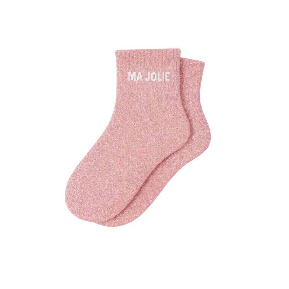 chaussettes courtes à paillettes Ma Jolie Woom rose