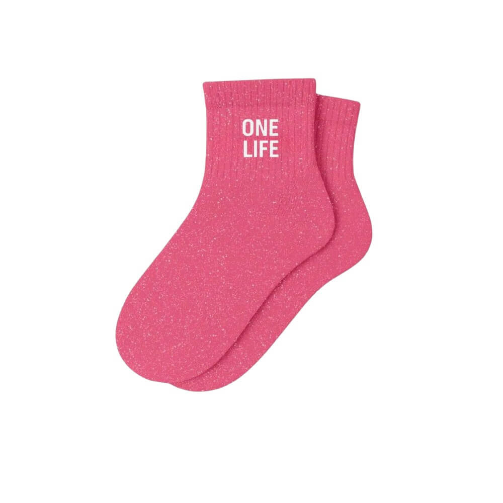 chaussettes courtes à paillettes One Life Woom Rose