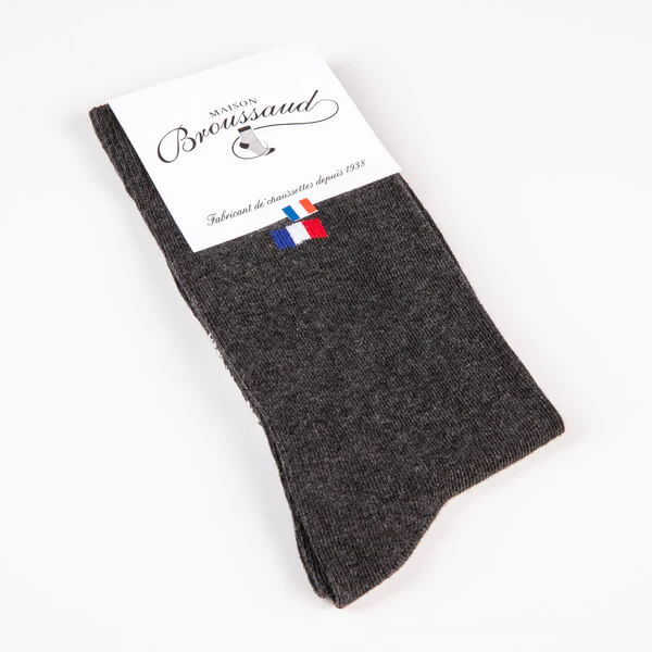 chaussettes drapeau français gris Maison Broussaud