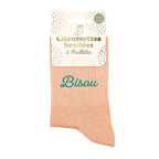 chaussettes brodées Bisou