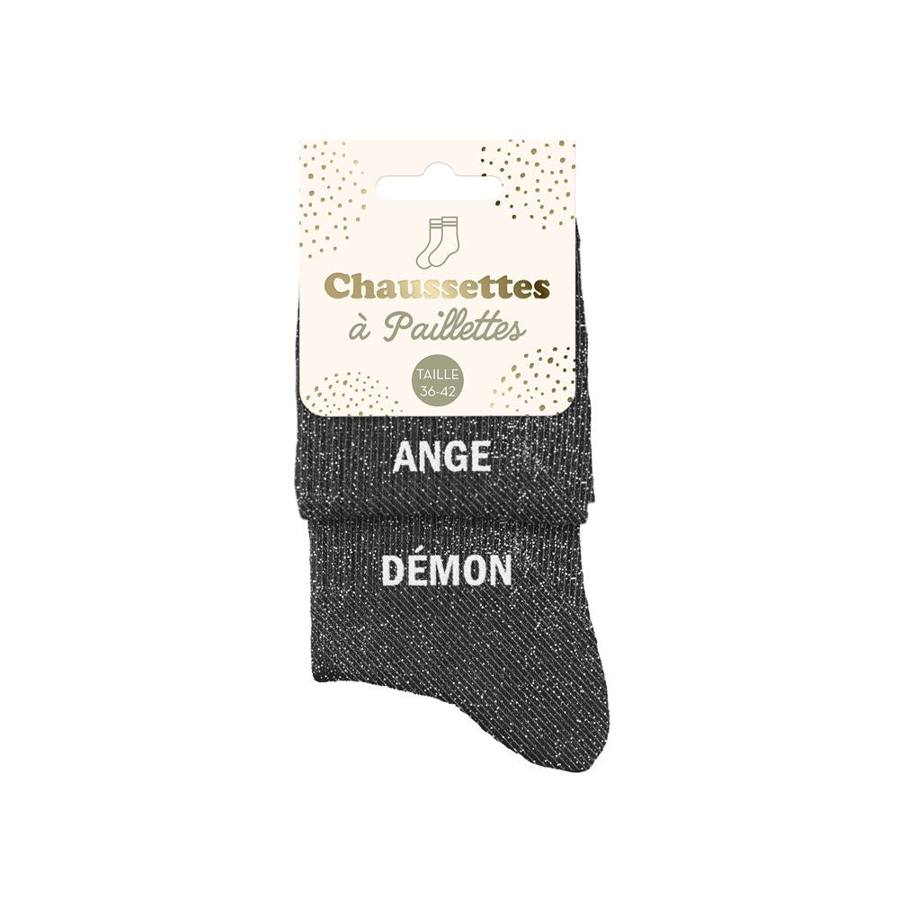 Chaussettes à paillettes ange démon Duo