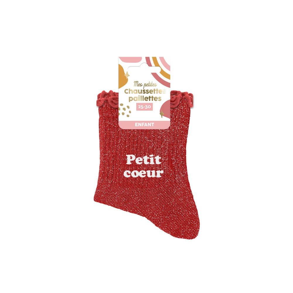 chaussettes enfant à paillettes petit coeur