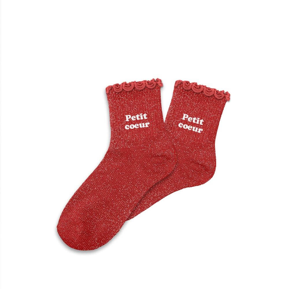 chaussettes enfant petit coeur à paillettes