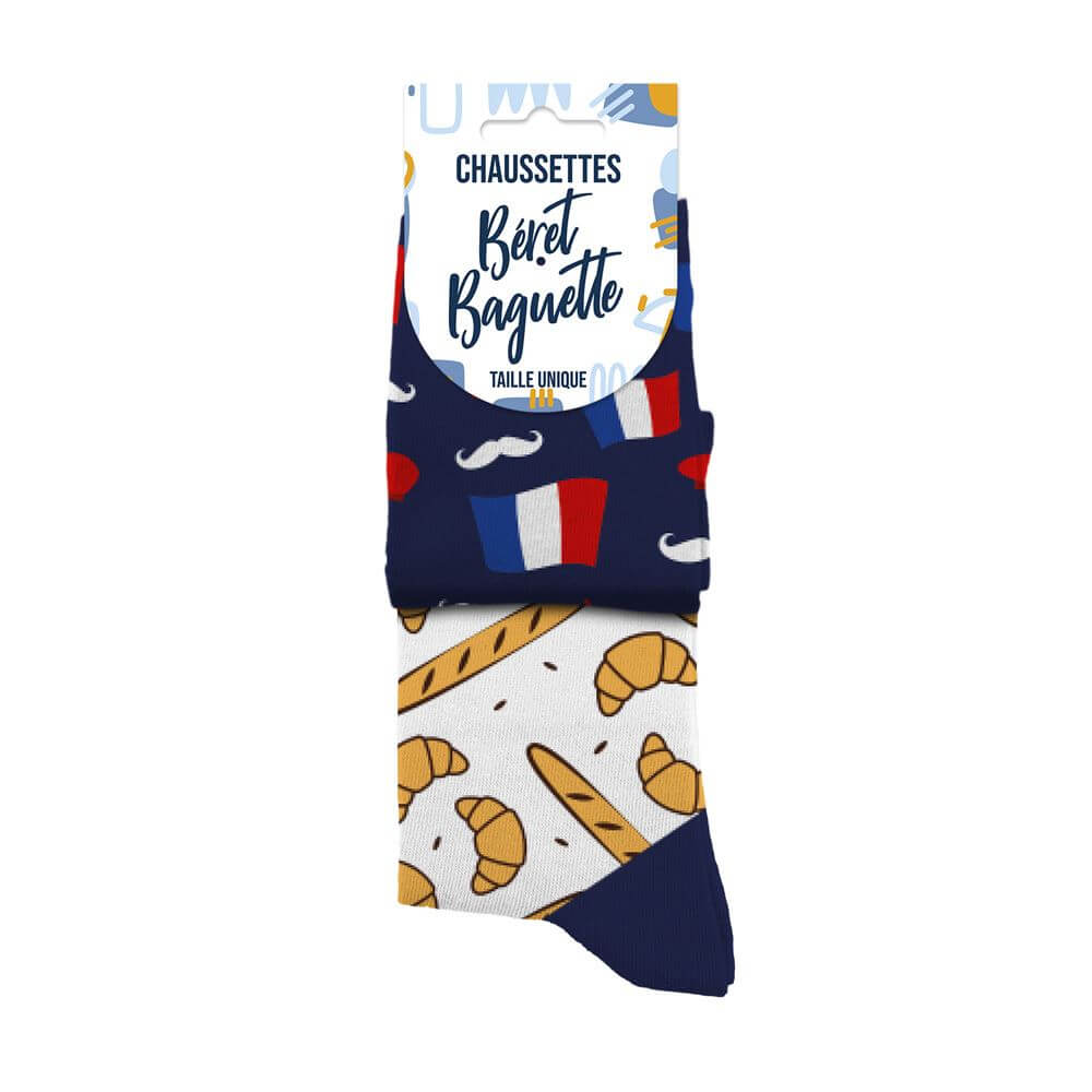 chaussettes fantaisie béret baguette
