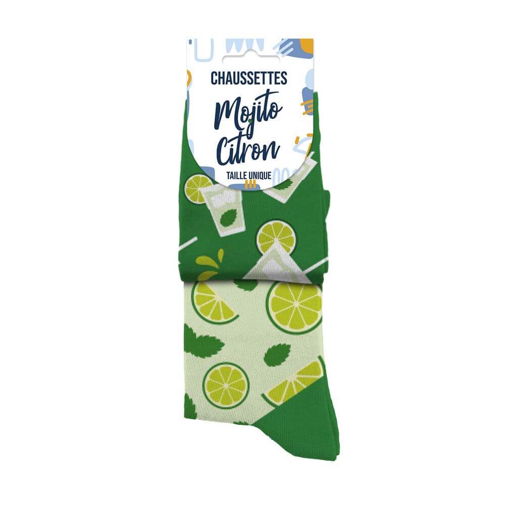chaussettes fantaisie mojito/citron