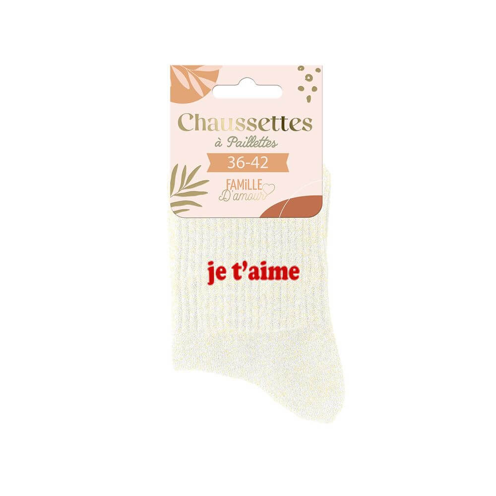 Chaussettes à paillettes Je t'aime