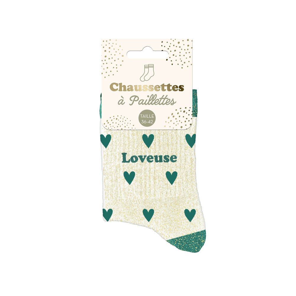 Chaussettes à paillettes Loveuse cœur