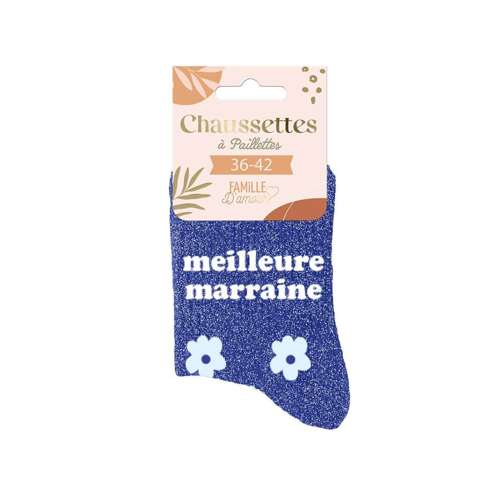 Chaussettes à paillettes Meilleure marraine