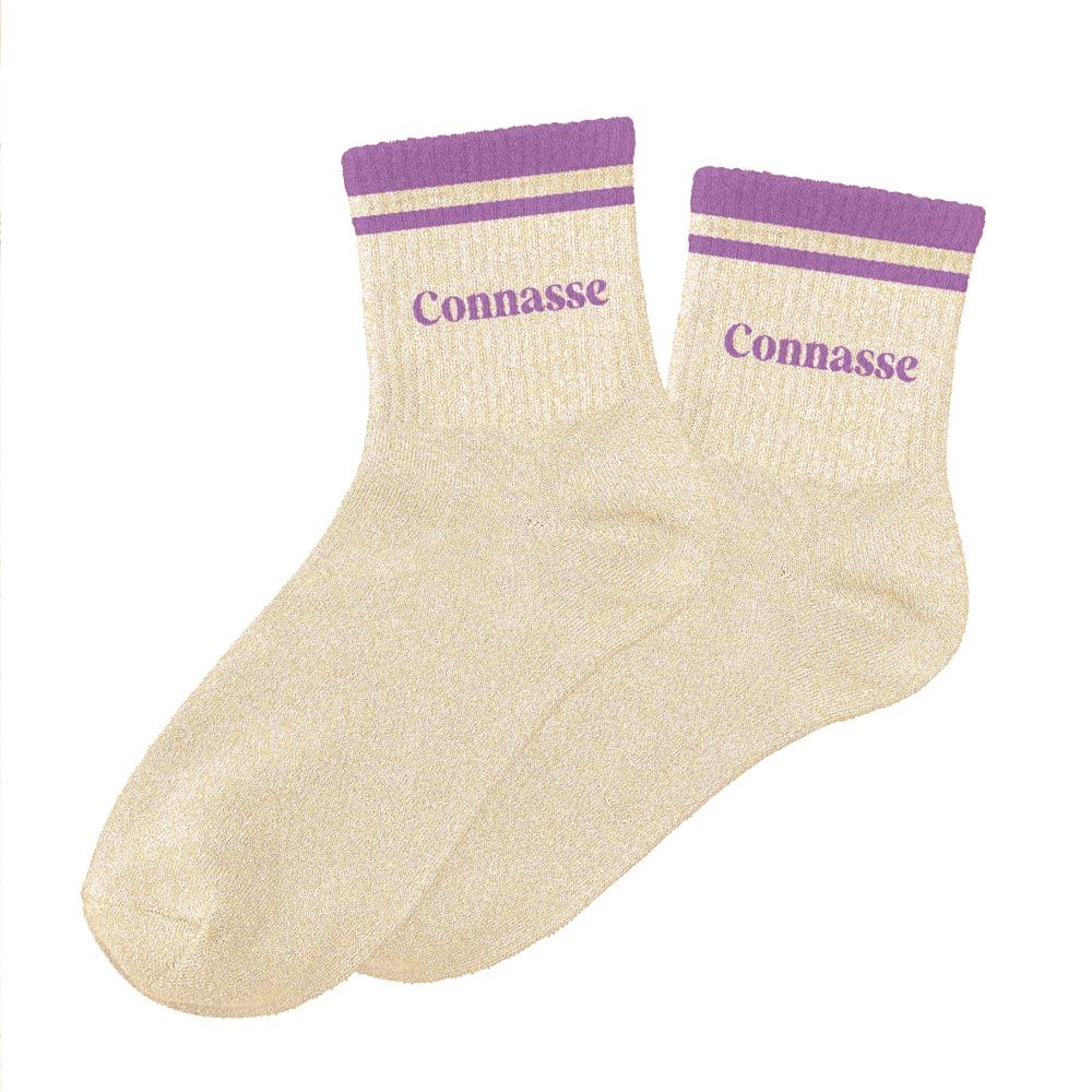 chaussettes paillettes à bandes Connasse