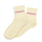 chaussettes paillettes charmante beige