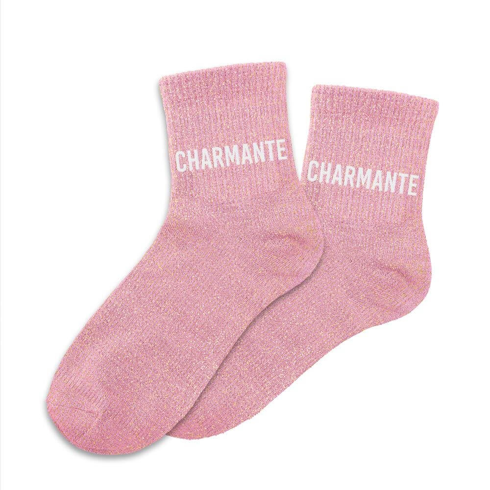 chaussettes paillettes charmante rose