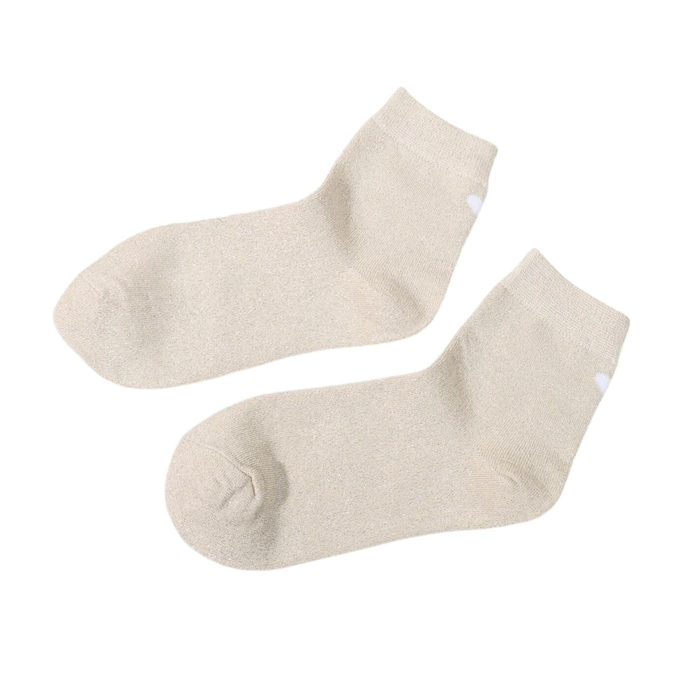 chaussettes à paillettes cœur arrière couleur beige