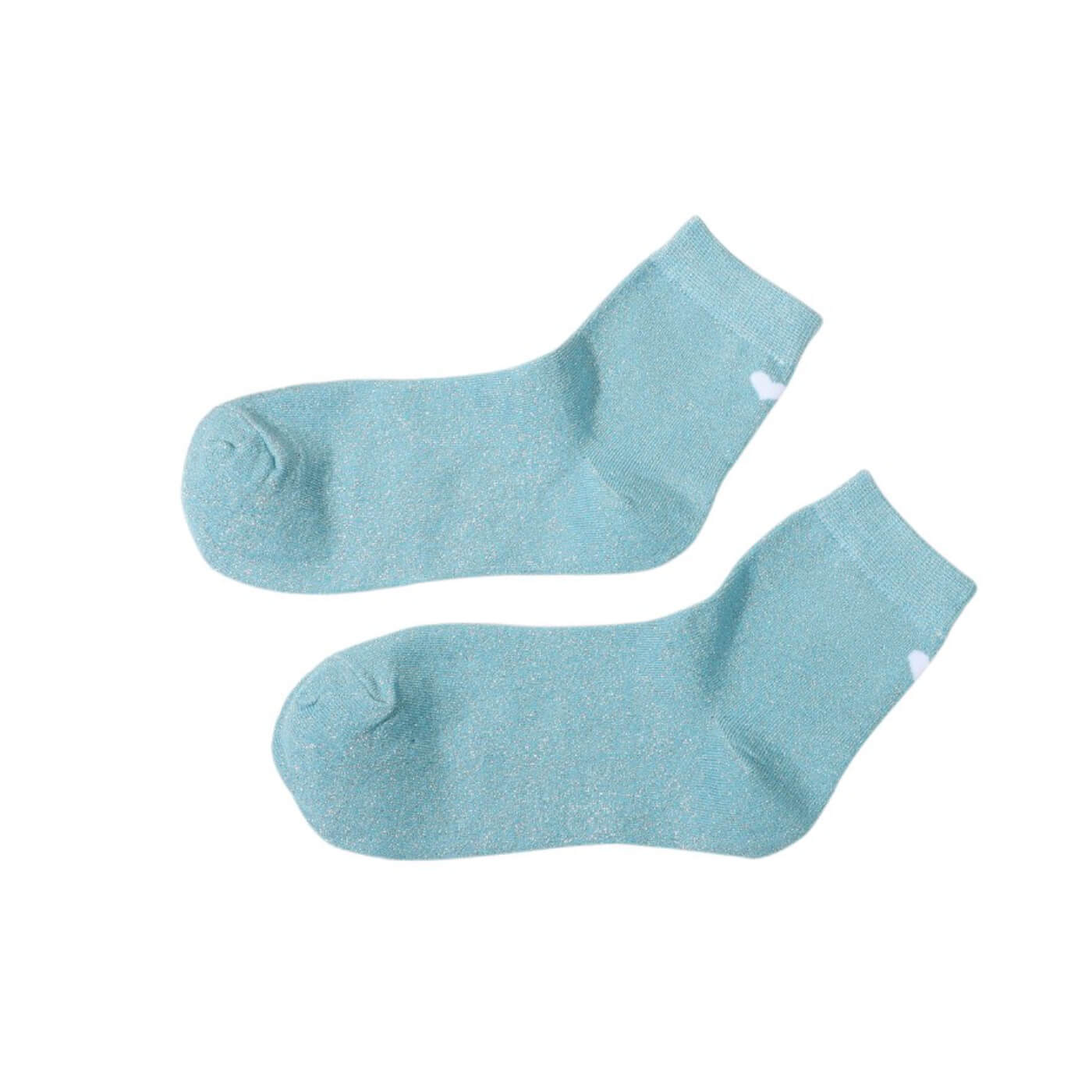 chaussettes à paillettes cœur arrière couleur bleu ciel