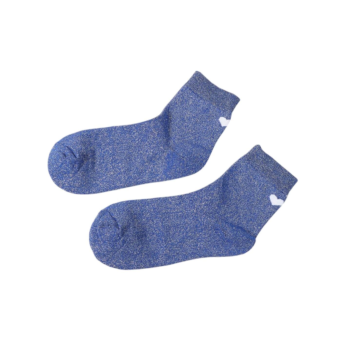 chaussettes à paillettes cœur arrière couleur bleu roi
