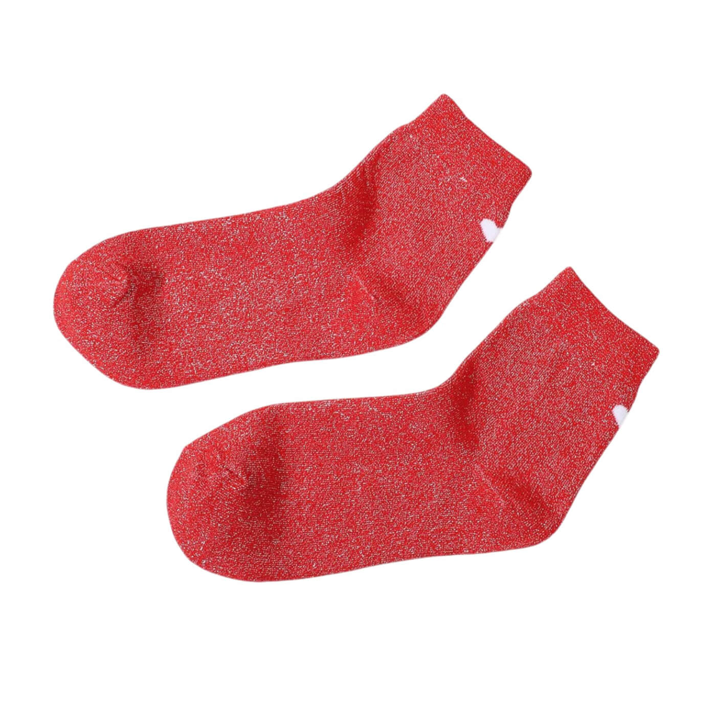chaussettes à paillettes cœur arrière couleur rouge