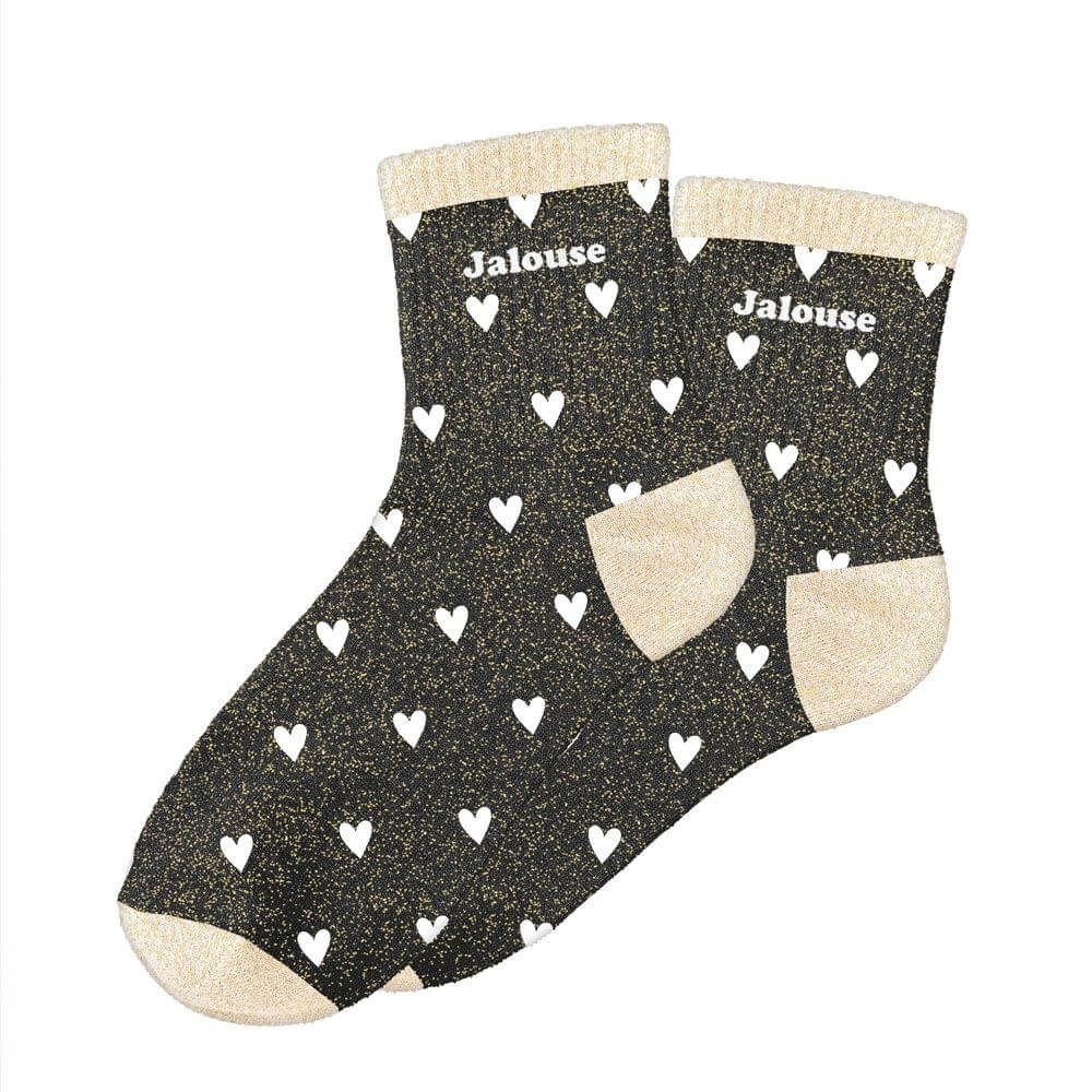 chaussettes paillettes coeurs jalouse