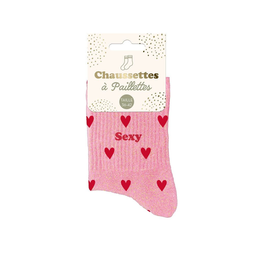 chaussettes paillettes coeurs sexy