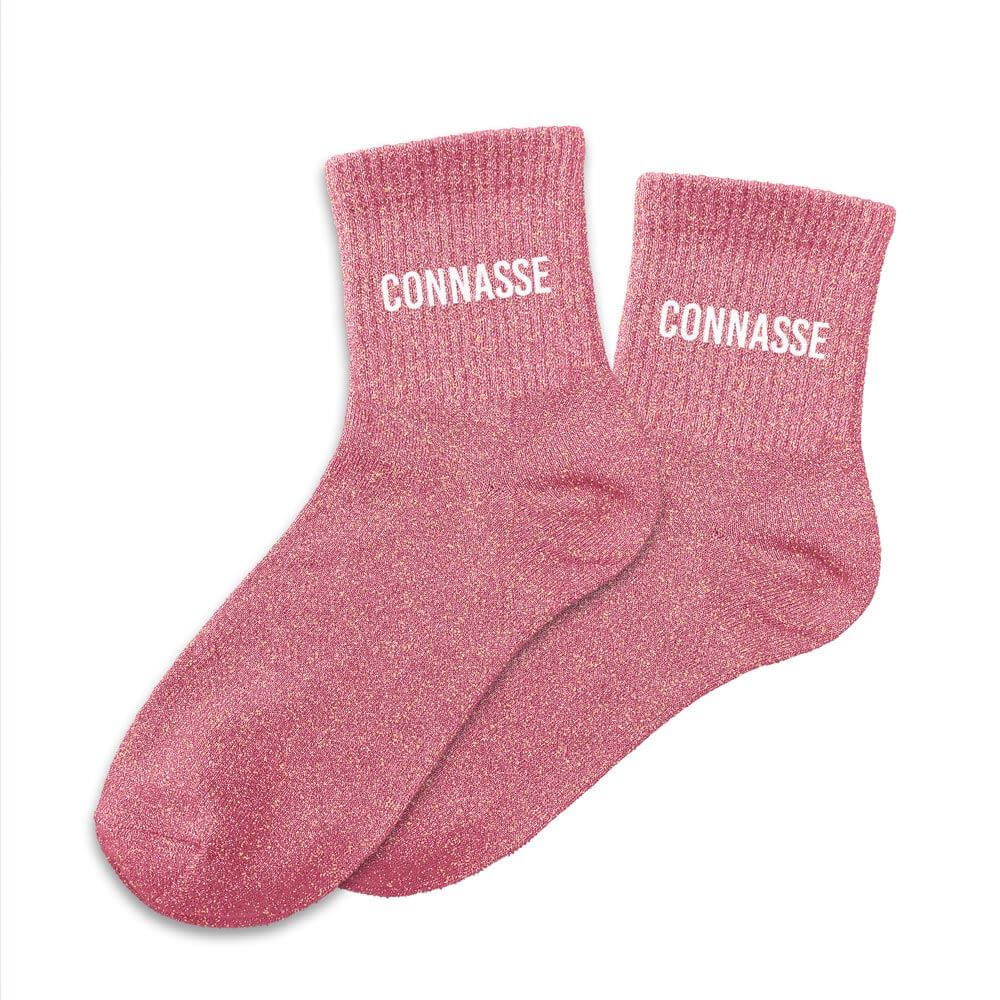 chaussettes paillettes connasse rose
