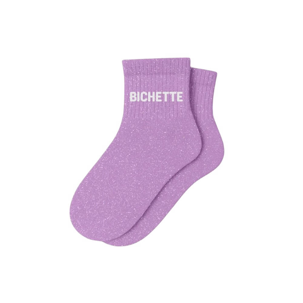 chaussettes paillettes courtes Bichette lila Woom