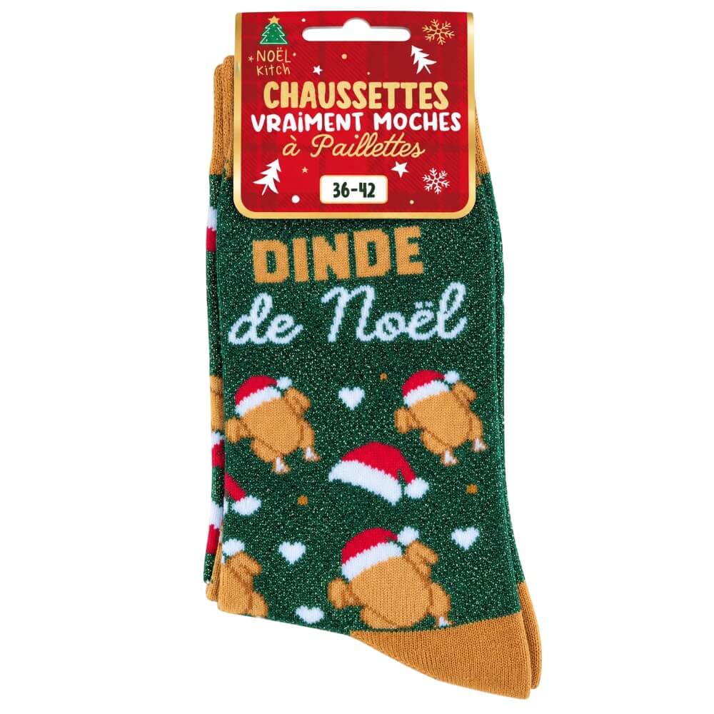 chaussettes à paillettes Dinde de Noël