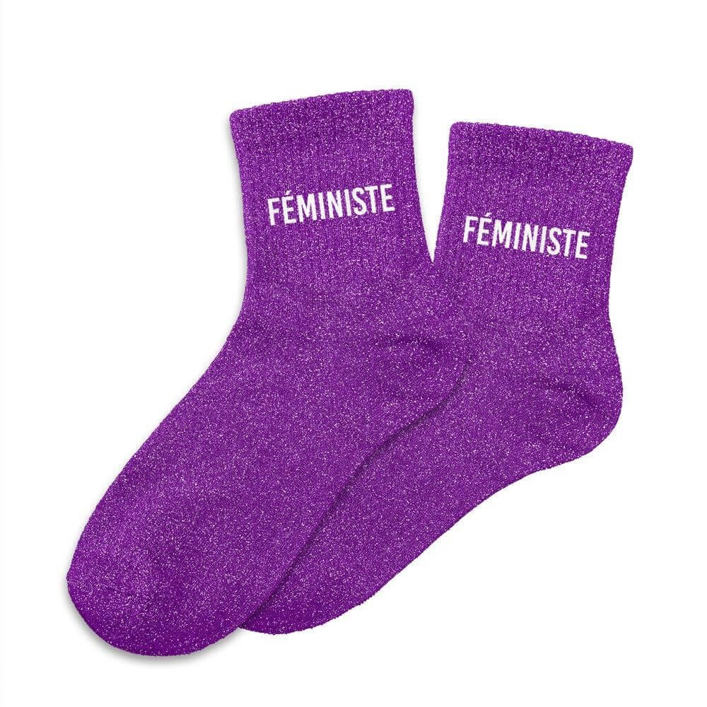 chaussettes paillettes Féministe