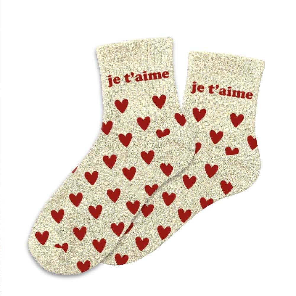 chaussettes paillettes Je t'aime