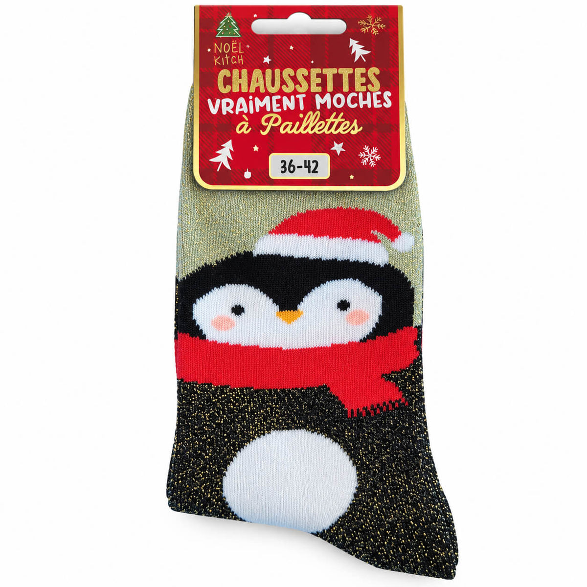 Chaussettes à paillettes de Noël Pingouin