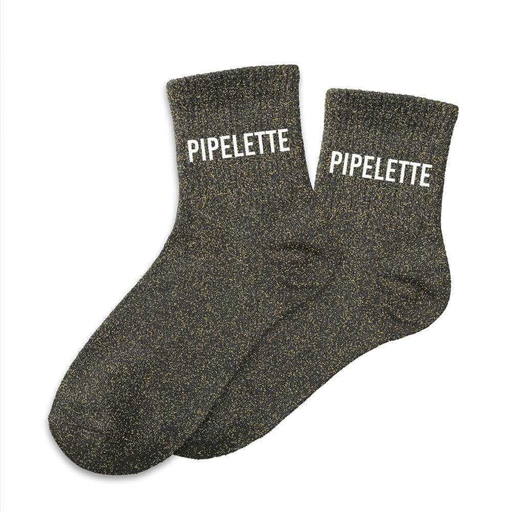 chaussettes à paillettes pipelette couleur noir