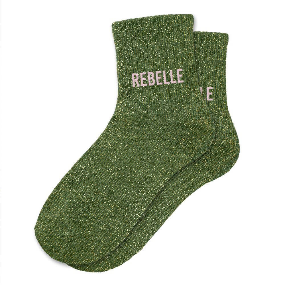 chaussettes à paillettes Rebelle couleur kaki