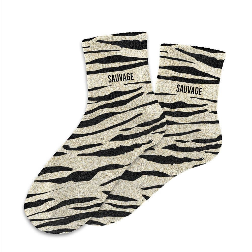 chaussettes paillettes sauvage zebre
