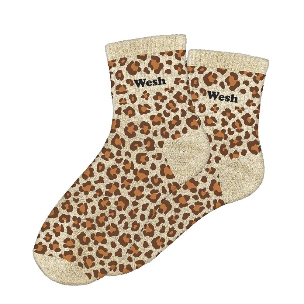 chaussettes paillettes Wesh léopard