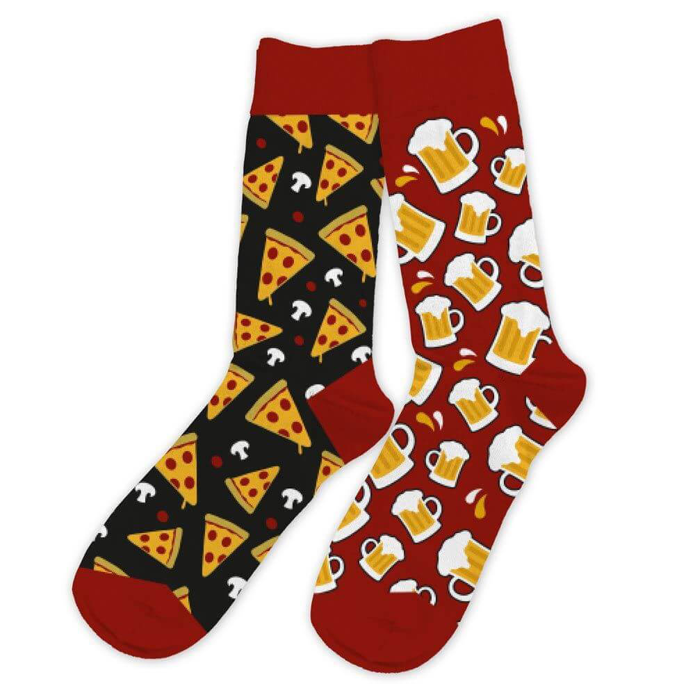 chaussettes pizza bière
