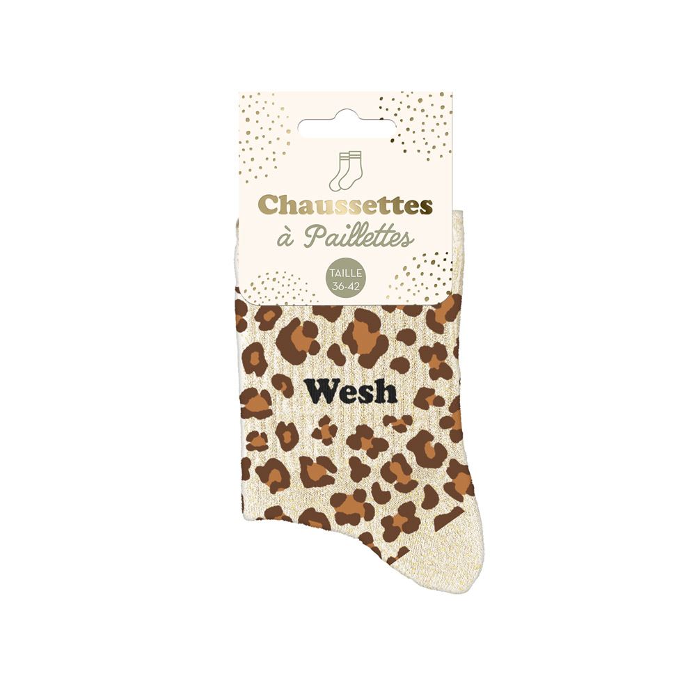 Chaussettes à paillettes léopard Wesh