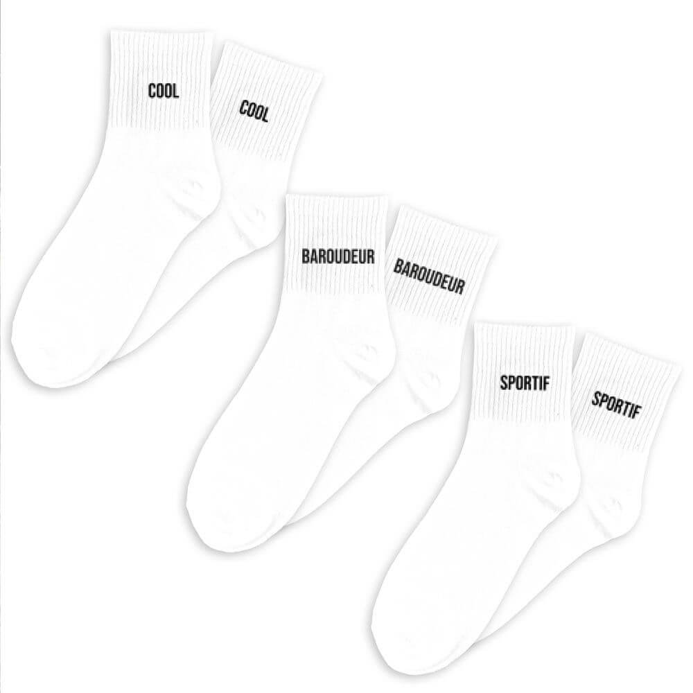 coffret chaussettes homme cool blanc trio